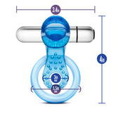 Stay Hard 10 Function Vibrating Tongue Ring Adult Toy Blue Cock Rings Vibrating